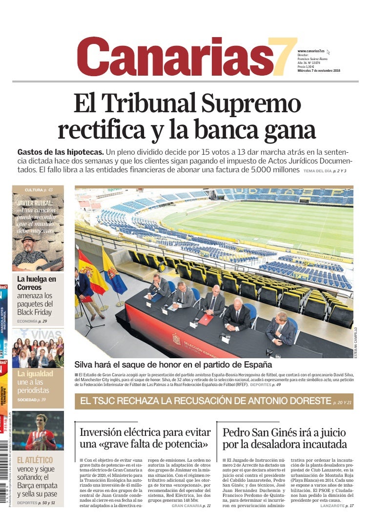 Portada Canarias7 07-11-2018