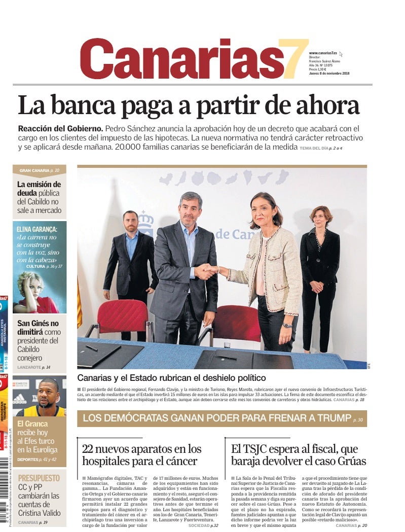 Portada Canarias7 08-11-2018