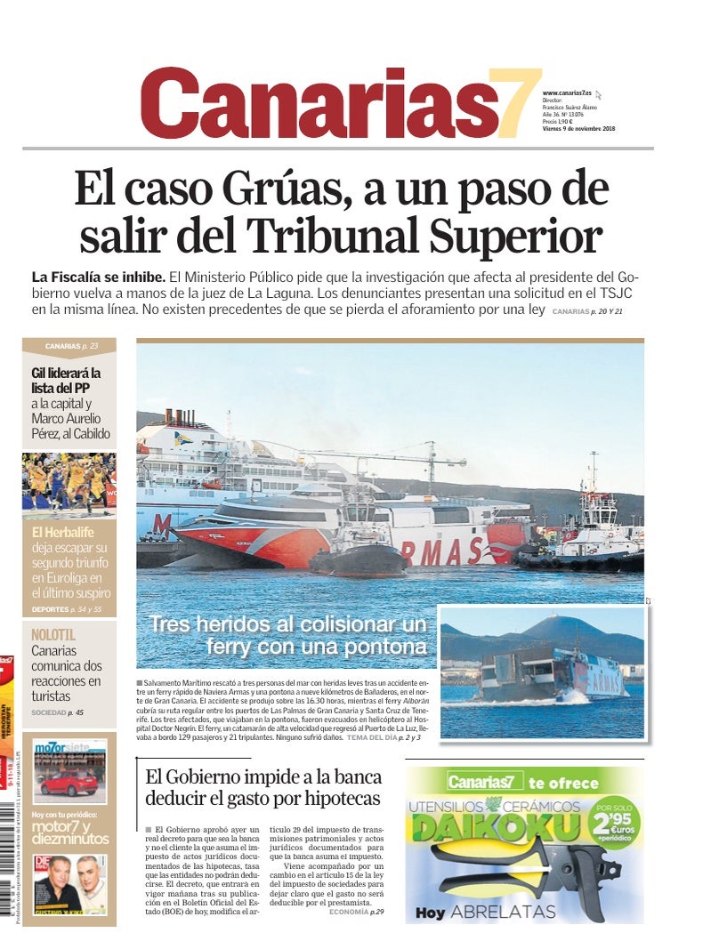 Portada Canarias7 09-11-2018
