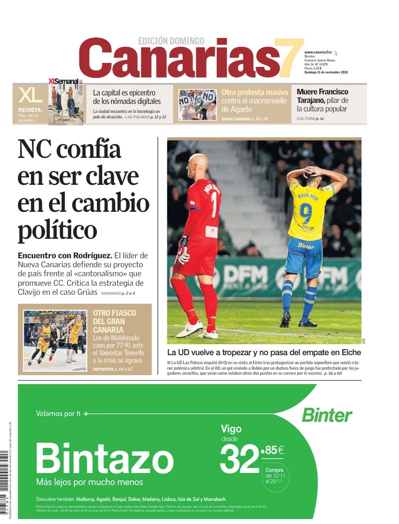 Portada Canarias7 11-11-2018