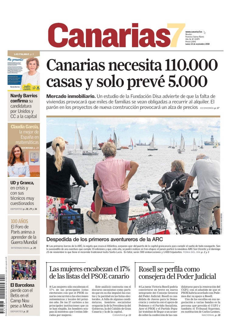 Portada Canarias7 12-11-2018
