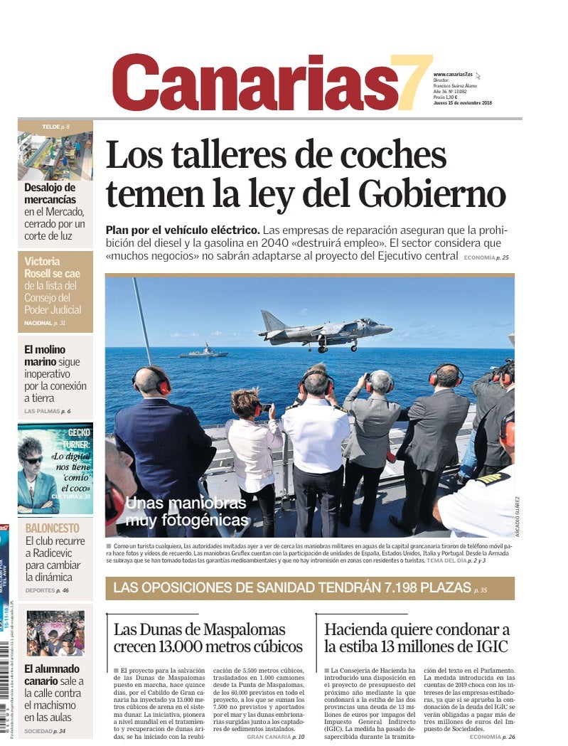 Portada Canarias7 15-11-2018