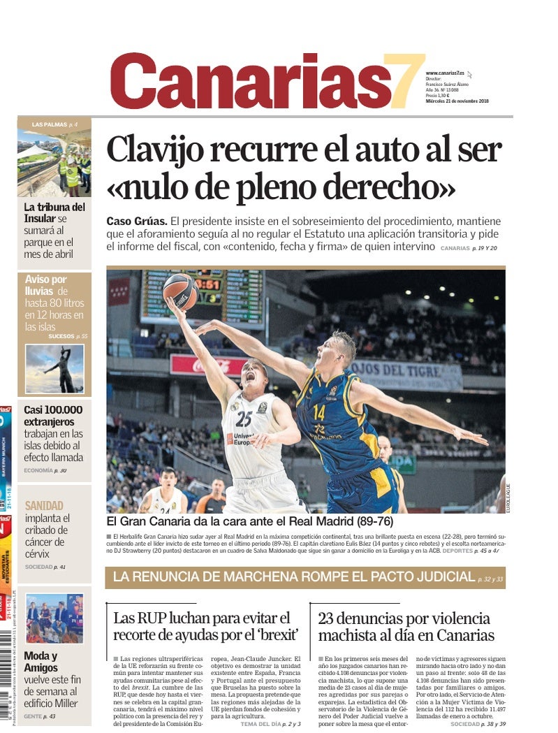 Portada Canarias7 21-11-2018