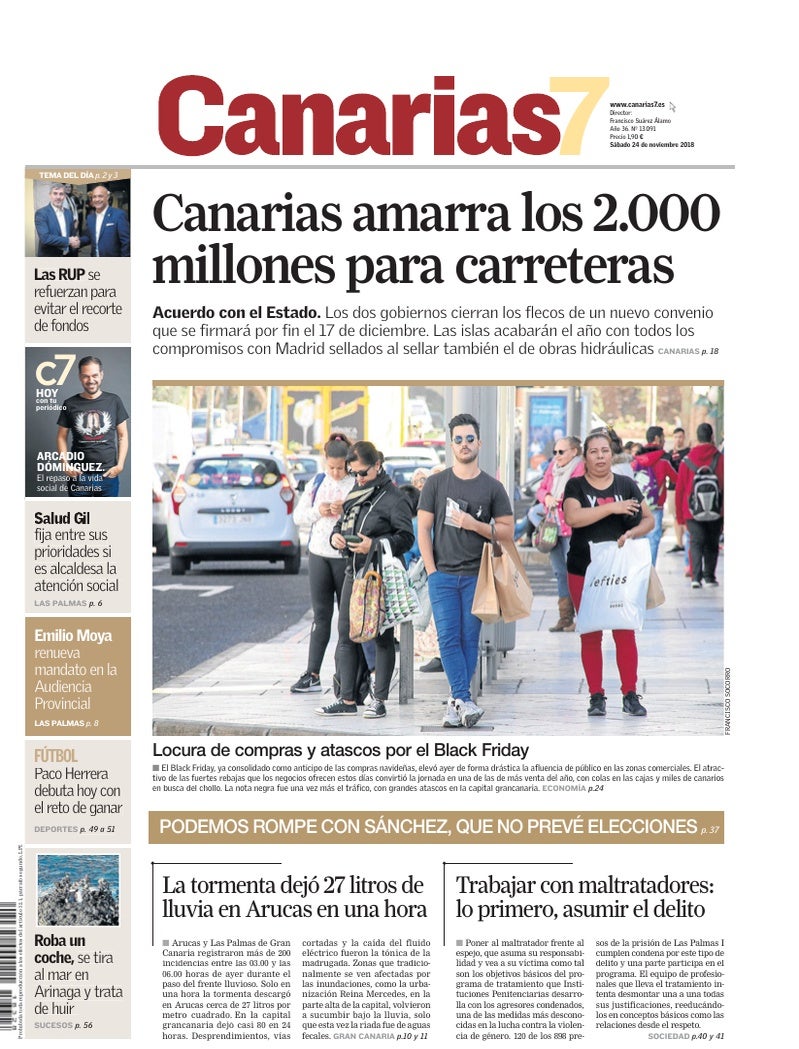 Portada Canarias7 24-11-2018