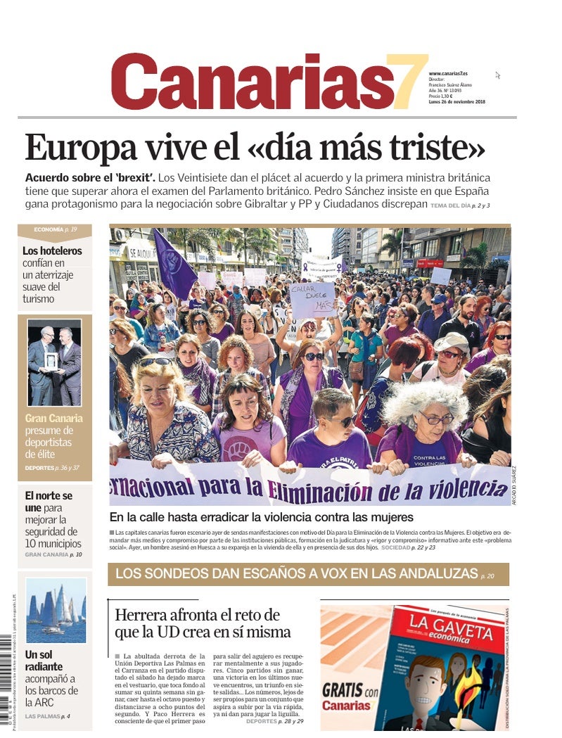 Portada Canarias7 26-11-2018