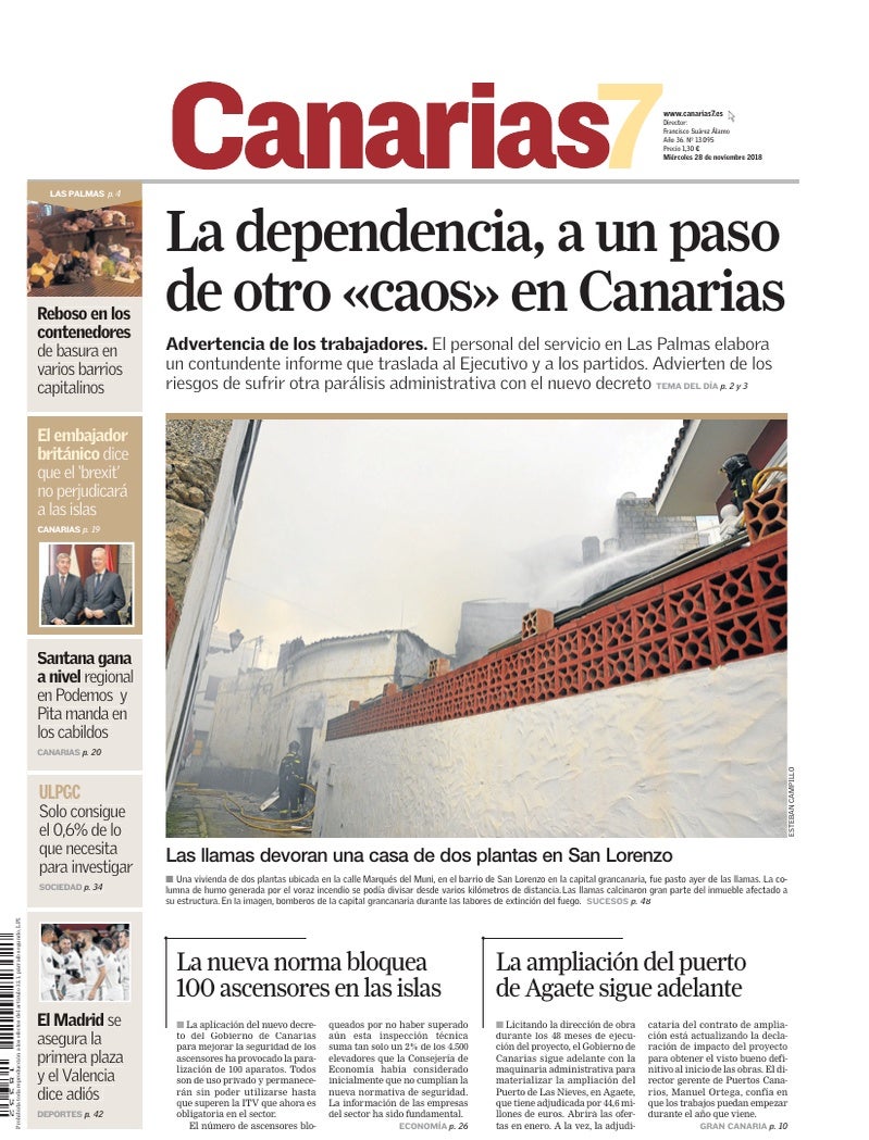 Portada Canarias7 28-11-2018