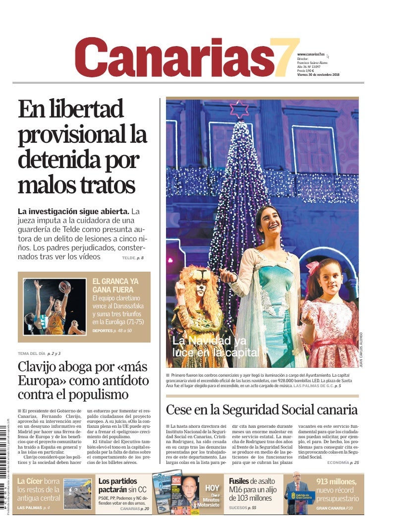 Portada Canarias7 30-11-2018