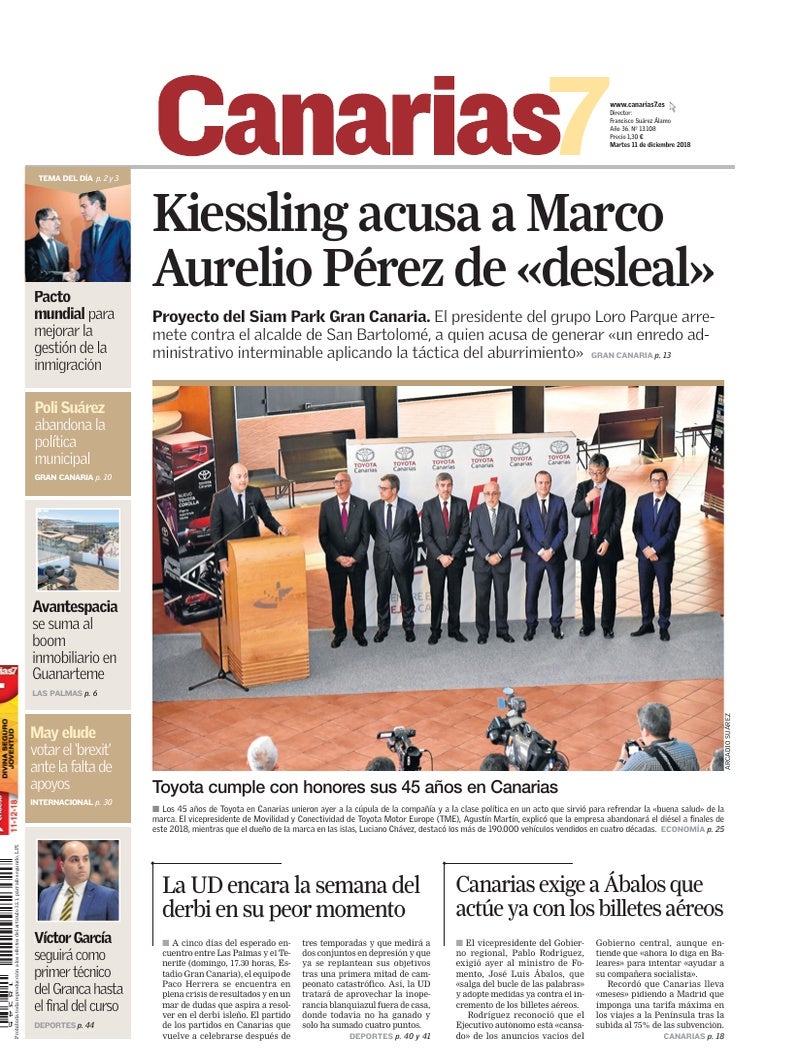 Portada Canarias7 11-12-2018