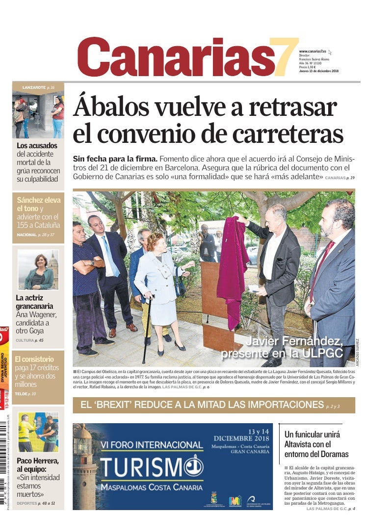 Portada Canarias7 13-12-2018