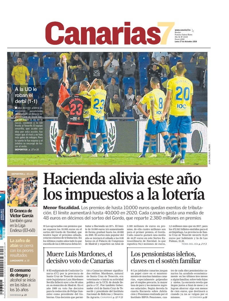 Portada Canarias7 17-12-2018