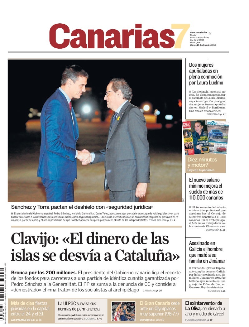 Portada Canarias7 21-12-2018