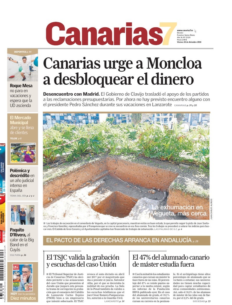 Portada Canarias7 28-12-2018