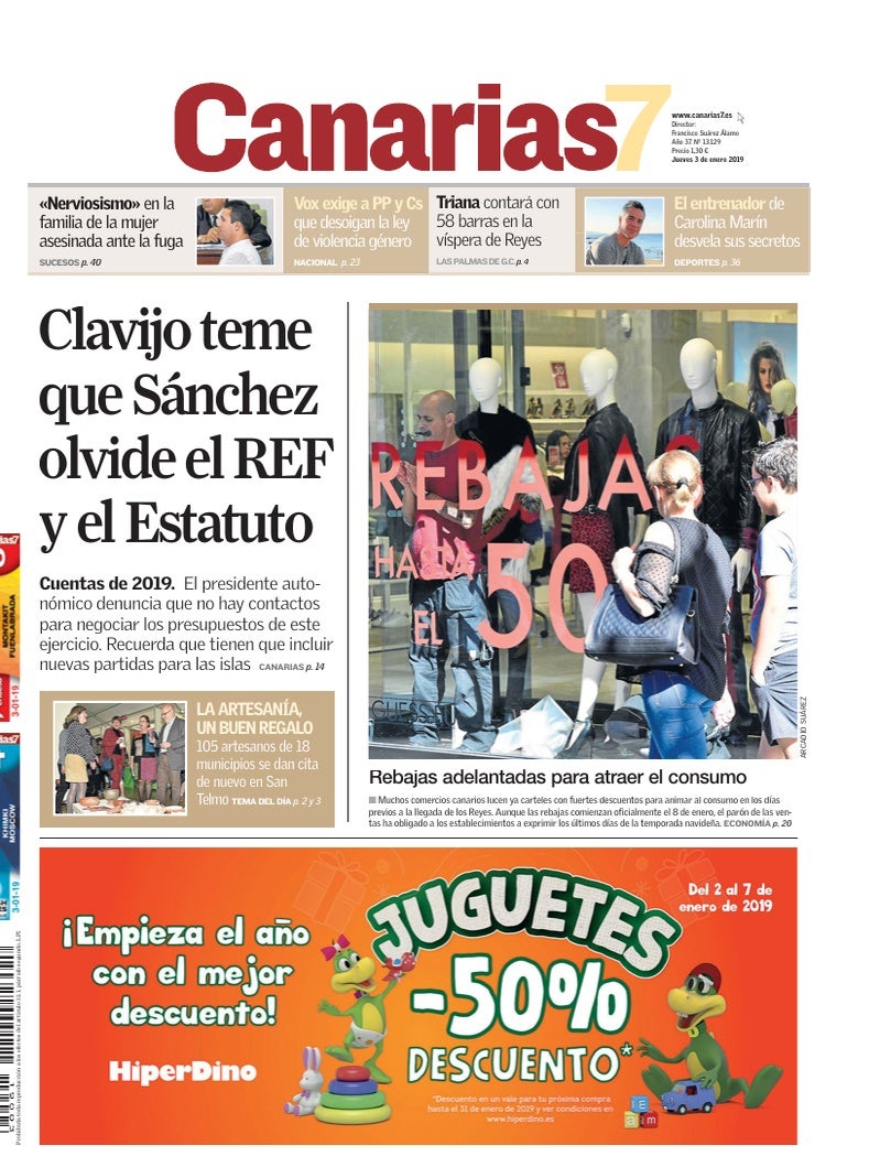 Portada Canarias7 03-01-2019