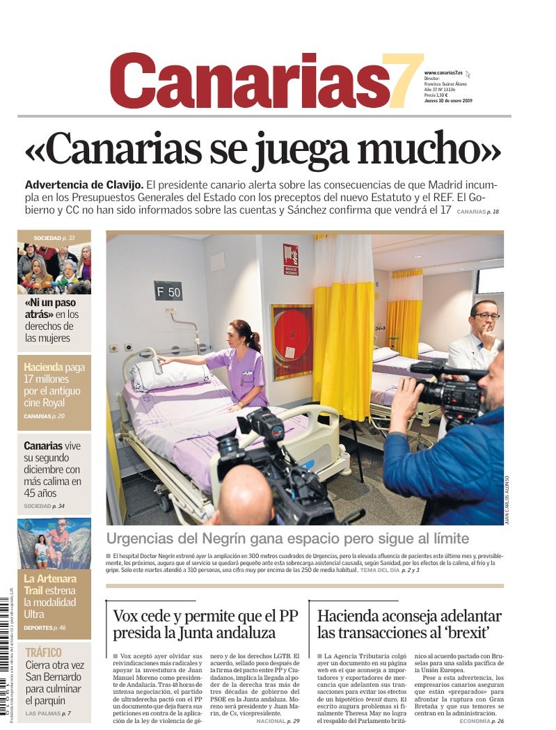 Portada Canarias7 10-01-2019