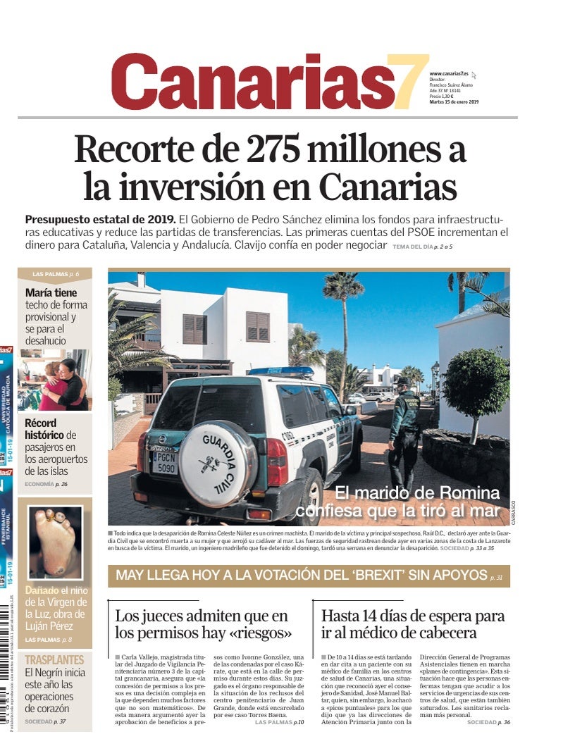 Portada Canarias7 15-01-2019