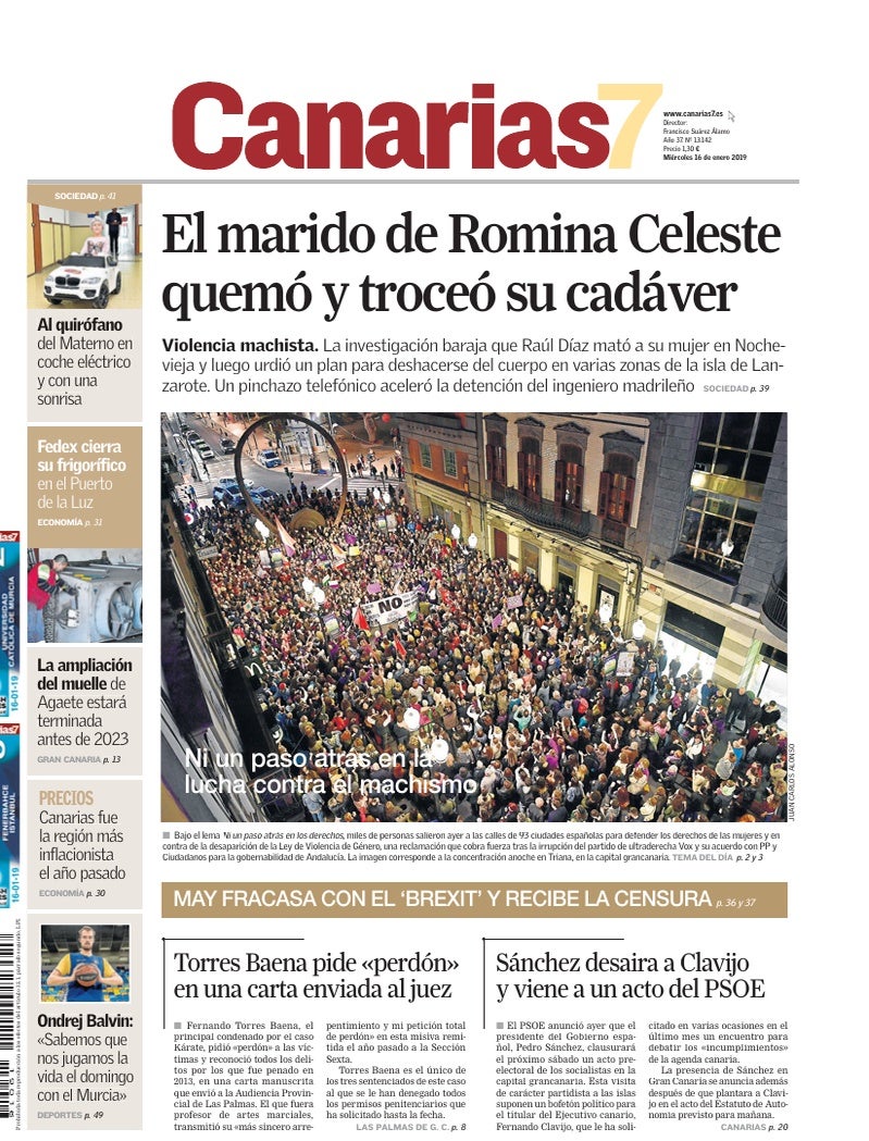 Portada Canarias7 16-01-2019