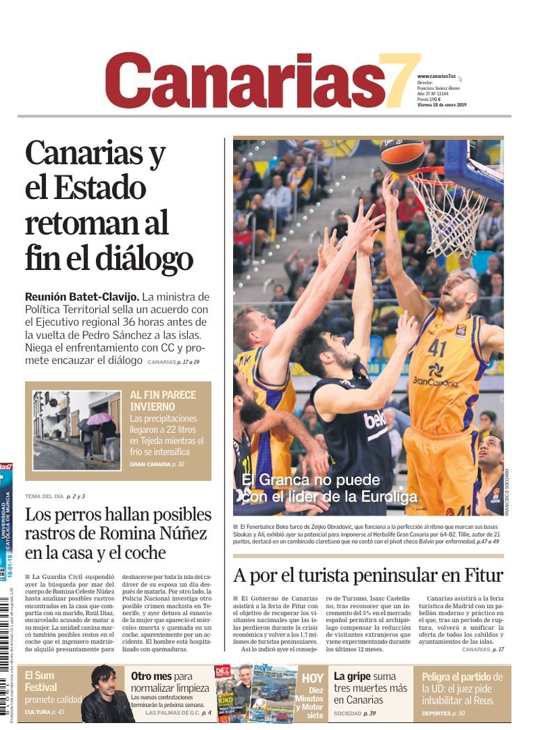 Portada Canarias7 18-01-2019