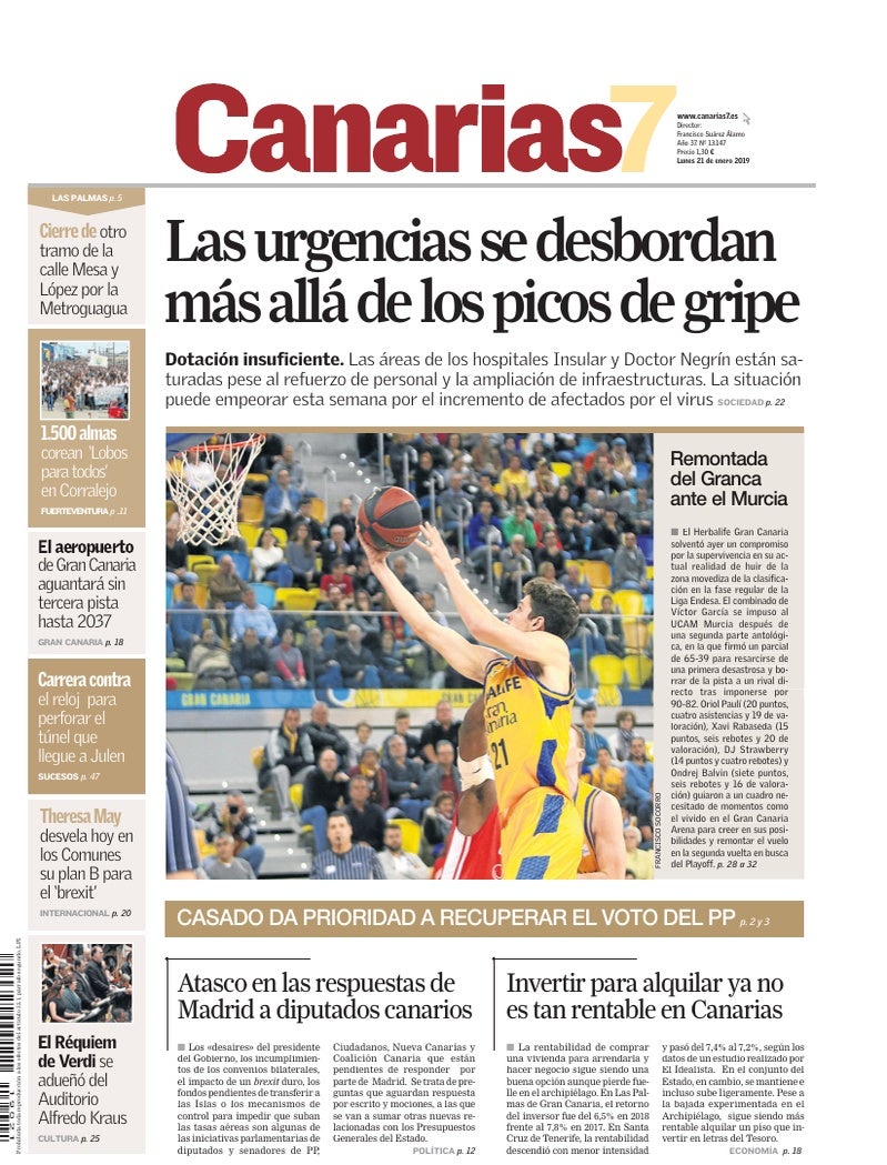 Portada Canarias7 21-01-2019
