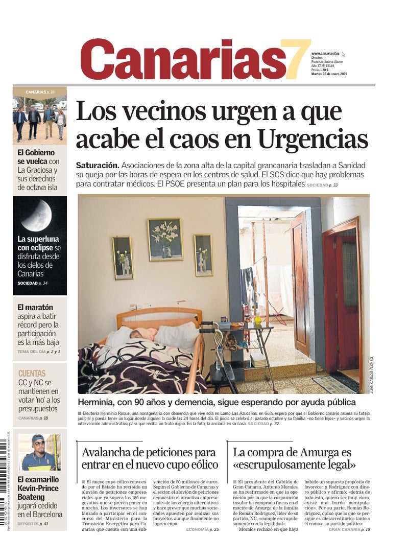 Portada Canarias7 22-01-2019