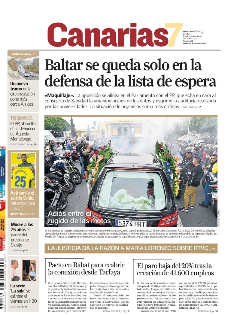 Portada Canarias7 30-01-2019