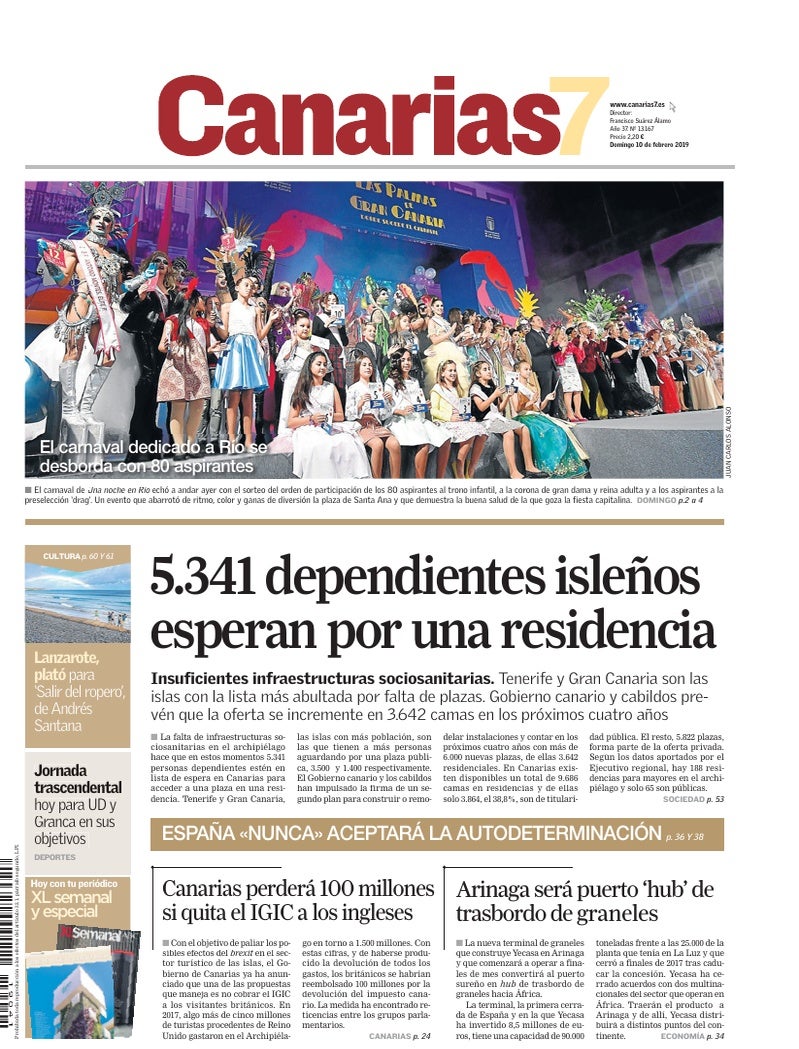 Portada Canarias7 10-02-2019