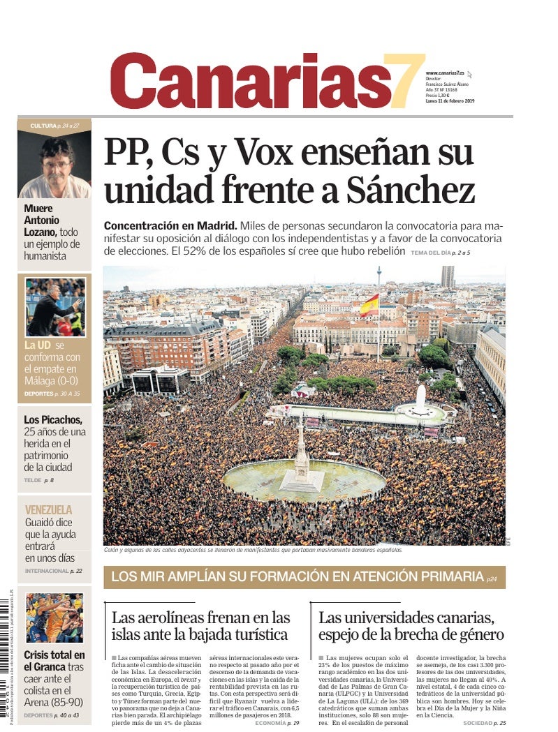 Portada Canarias7 11-02-2019