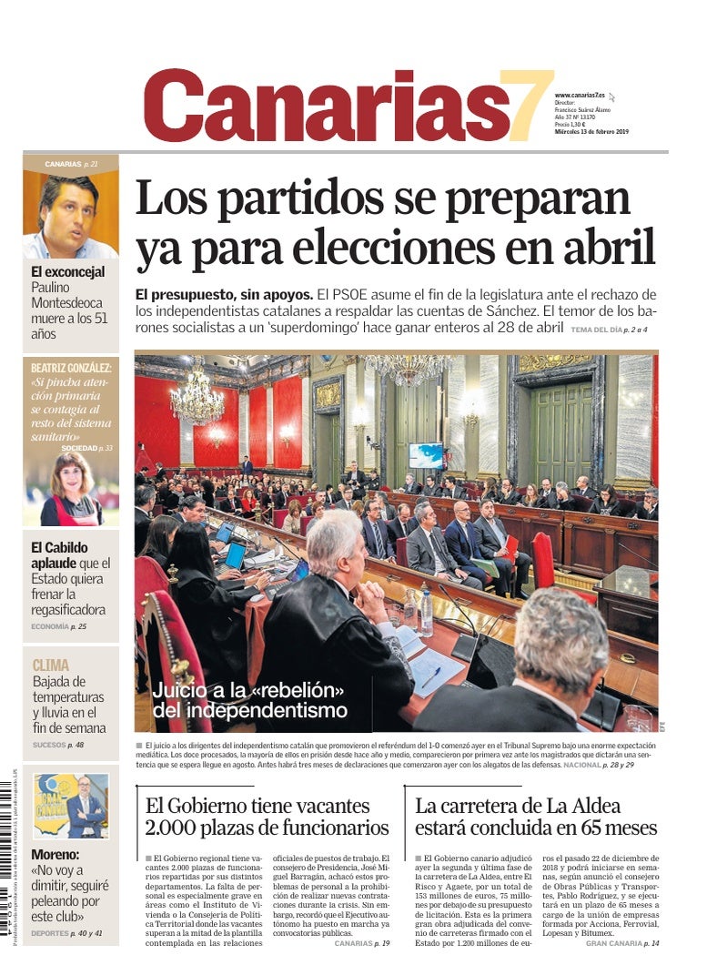 Portada Canarias7 13-02-2019