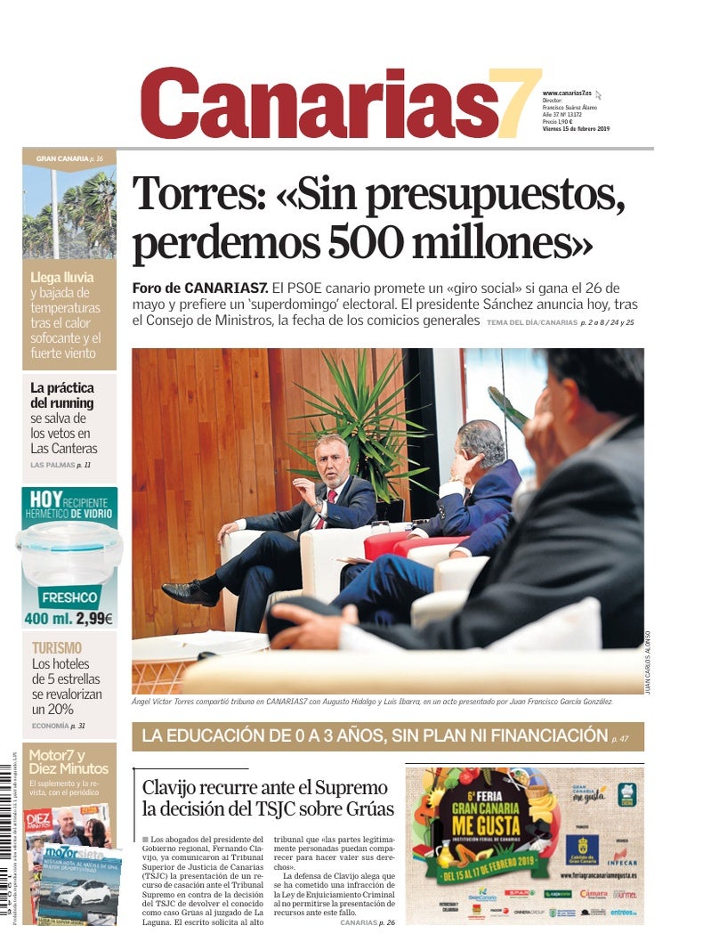 Portada Canarias7 15-02-2019