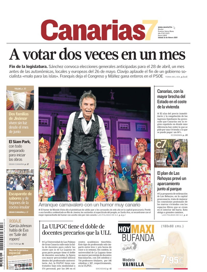 Portada Canarias7 16-02-2019
