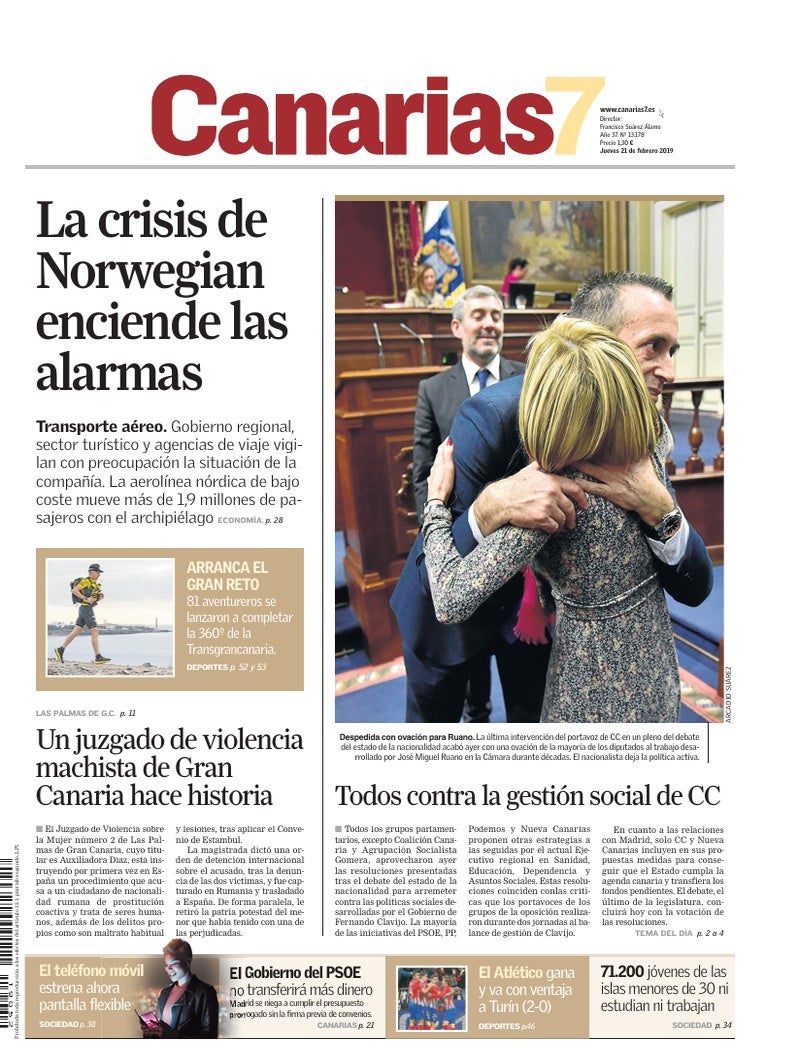 Portada Canarias7 21-02-2019
