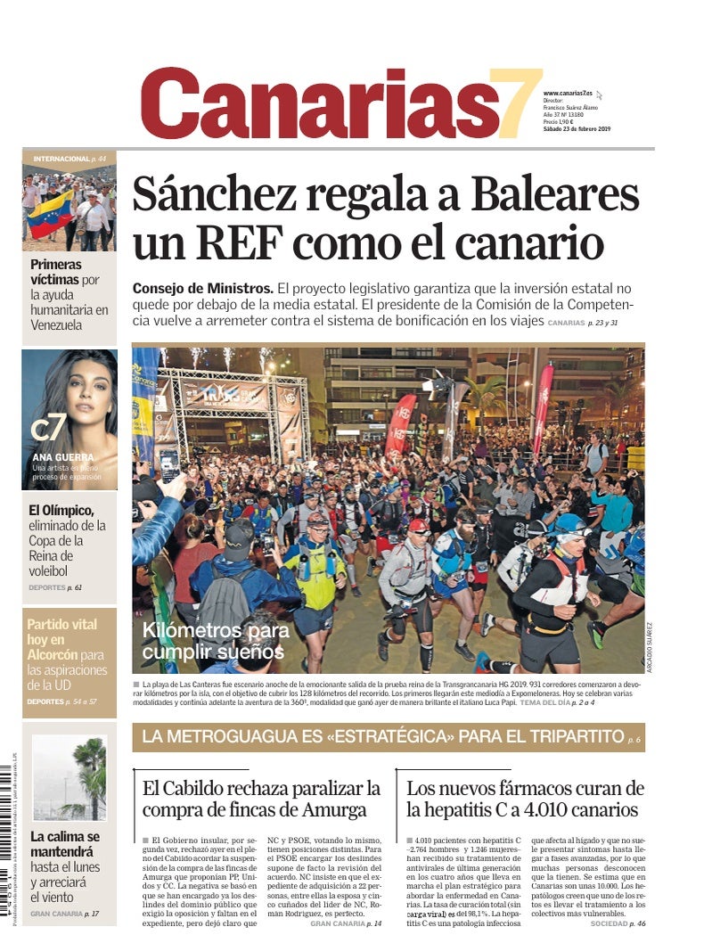 Portada Canarias7 23-02-2019