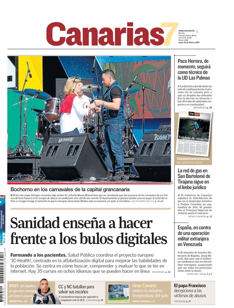 Portada Canarias7 25-02-2019