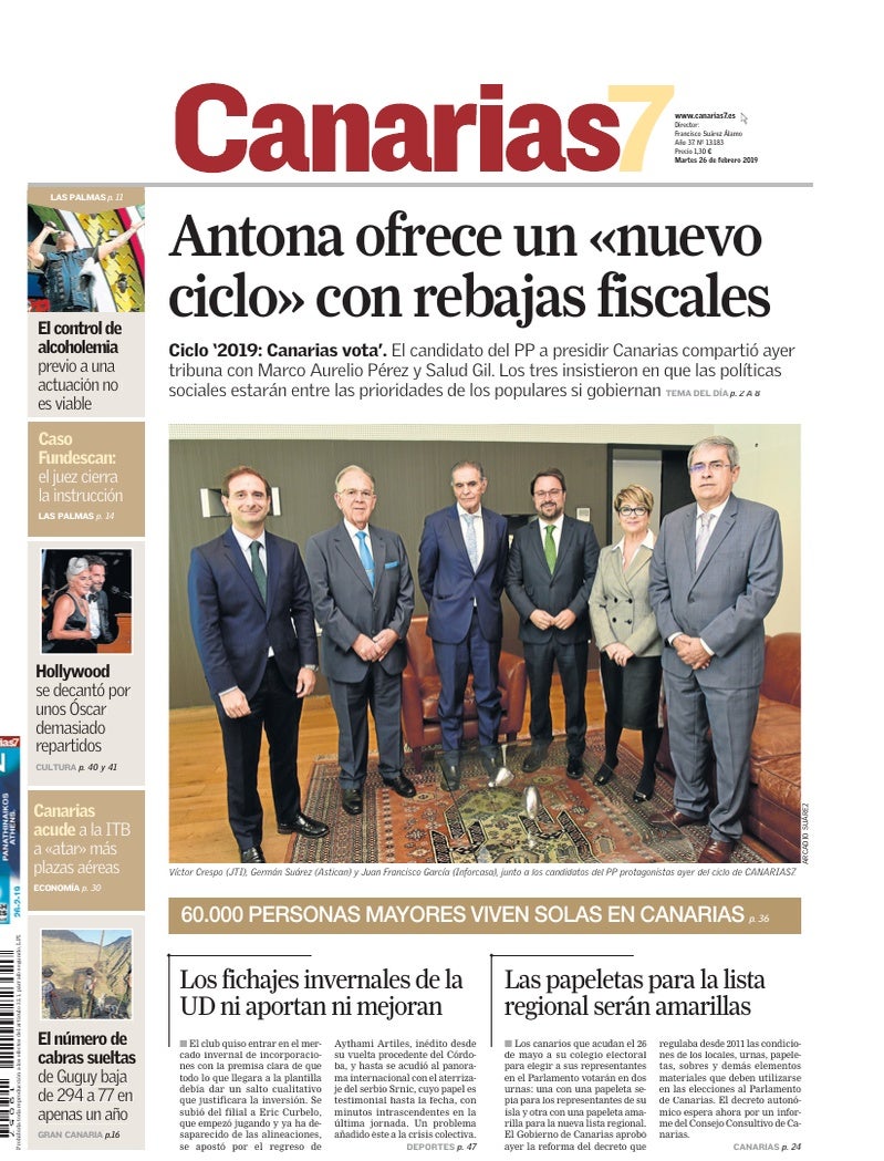 Portada Canarias7 26-02-2019