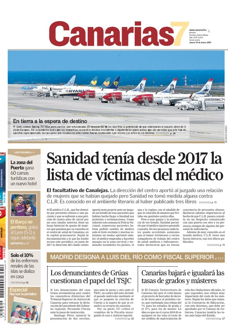 Portada Canarias7 14-03-2019