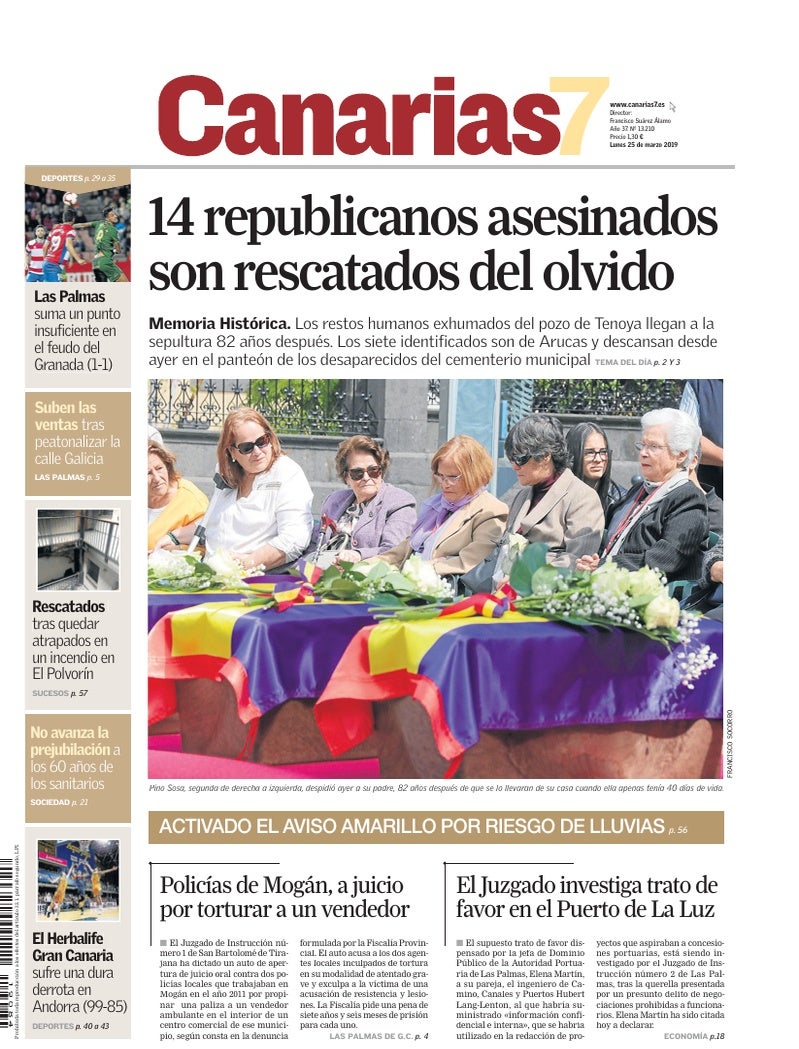 Portada Canarias7 25-03-2019