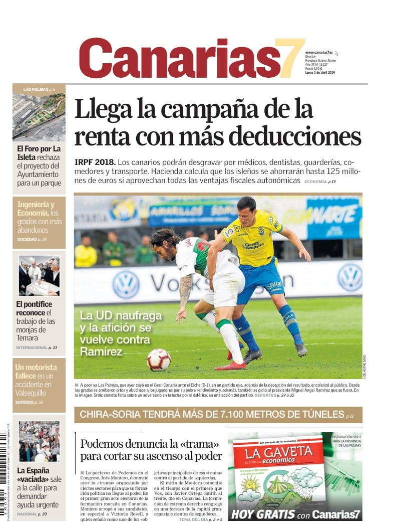Portada Canarias7 01-04-2019