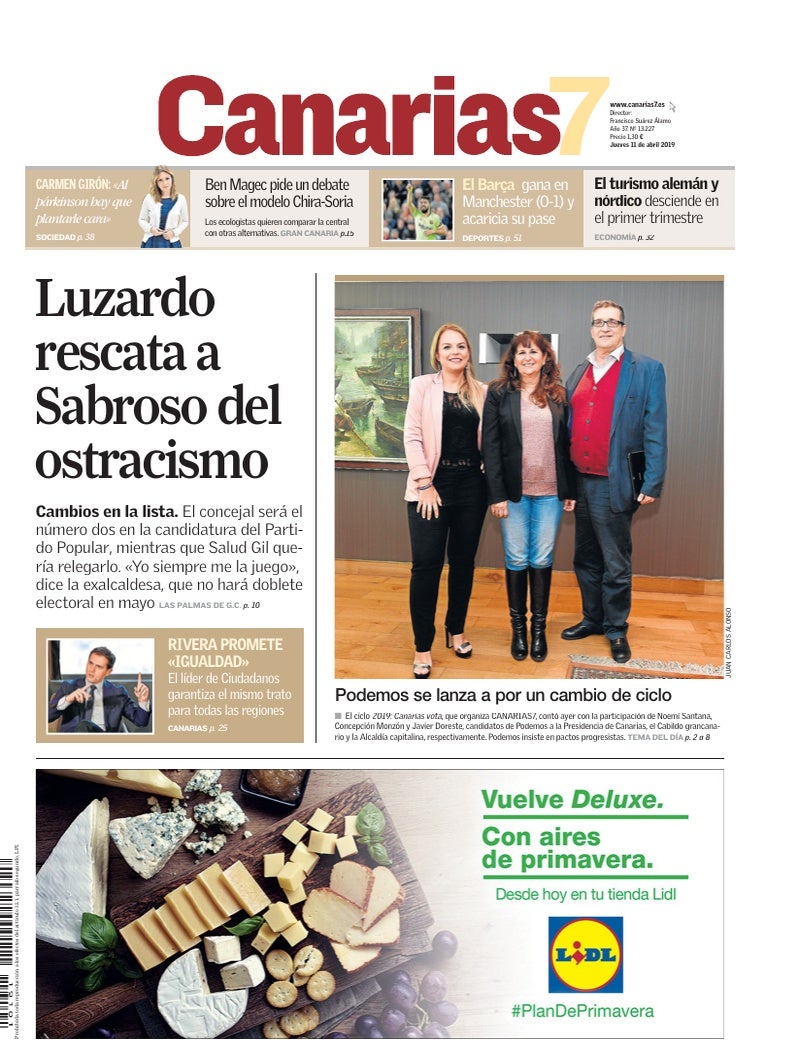 Portada Canarias7 11-04-2019