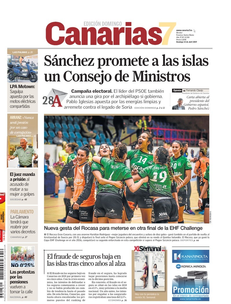 Portada Canarias7 14-04-2019