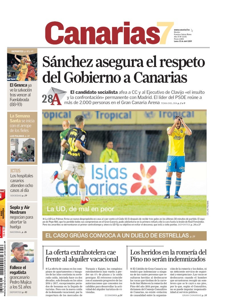 Portada Canarias7 15-04-2019