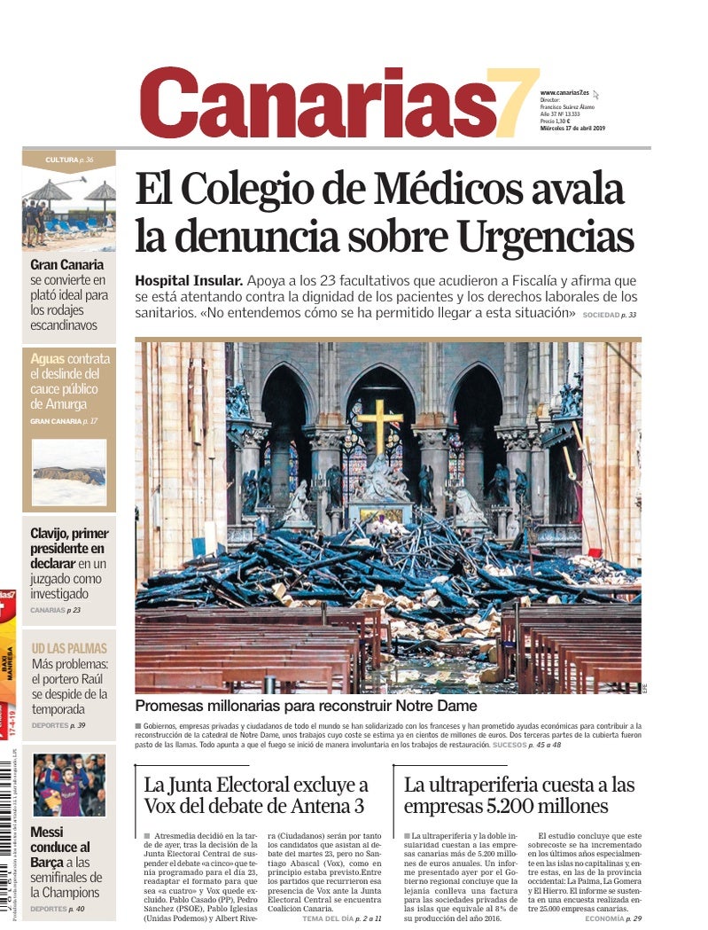 Portada Canarias7 17-04-2019