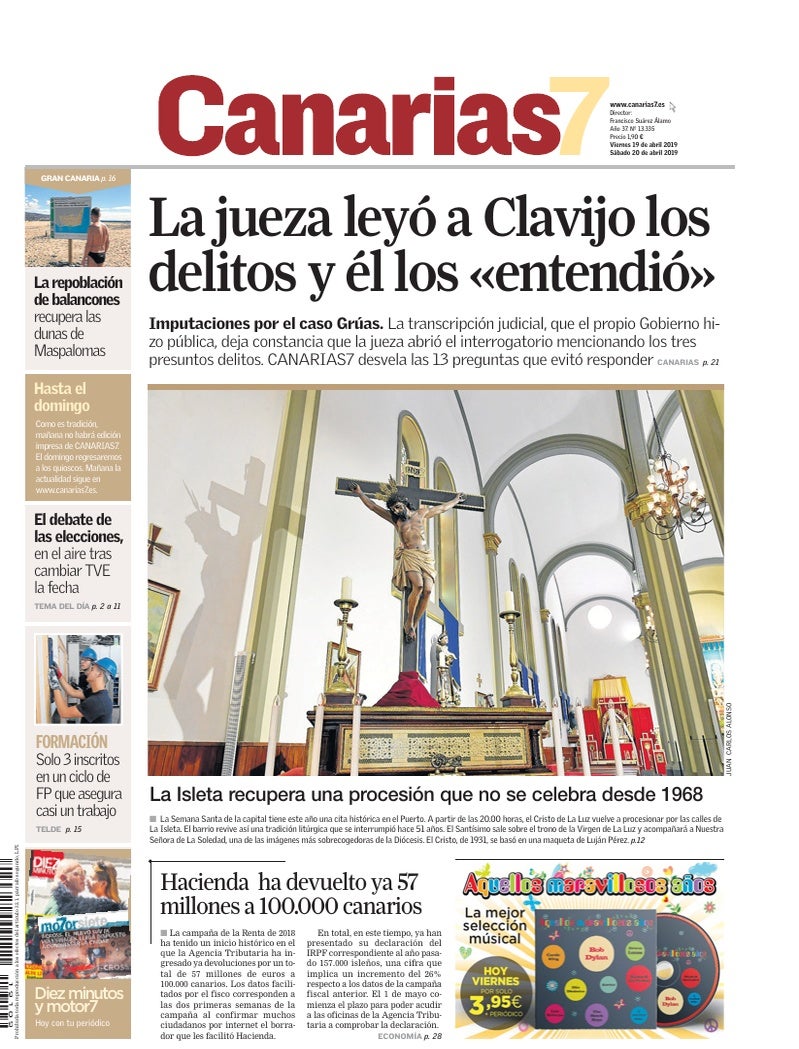 Portada Canarias7 19-04-2019