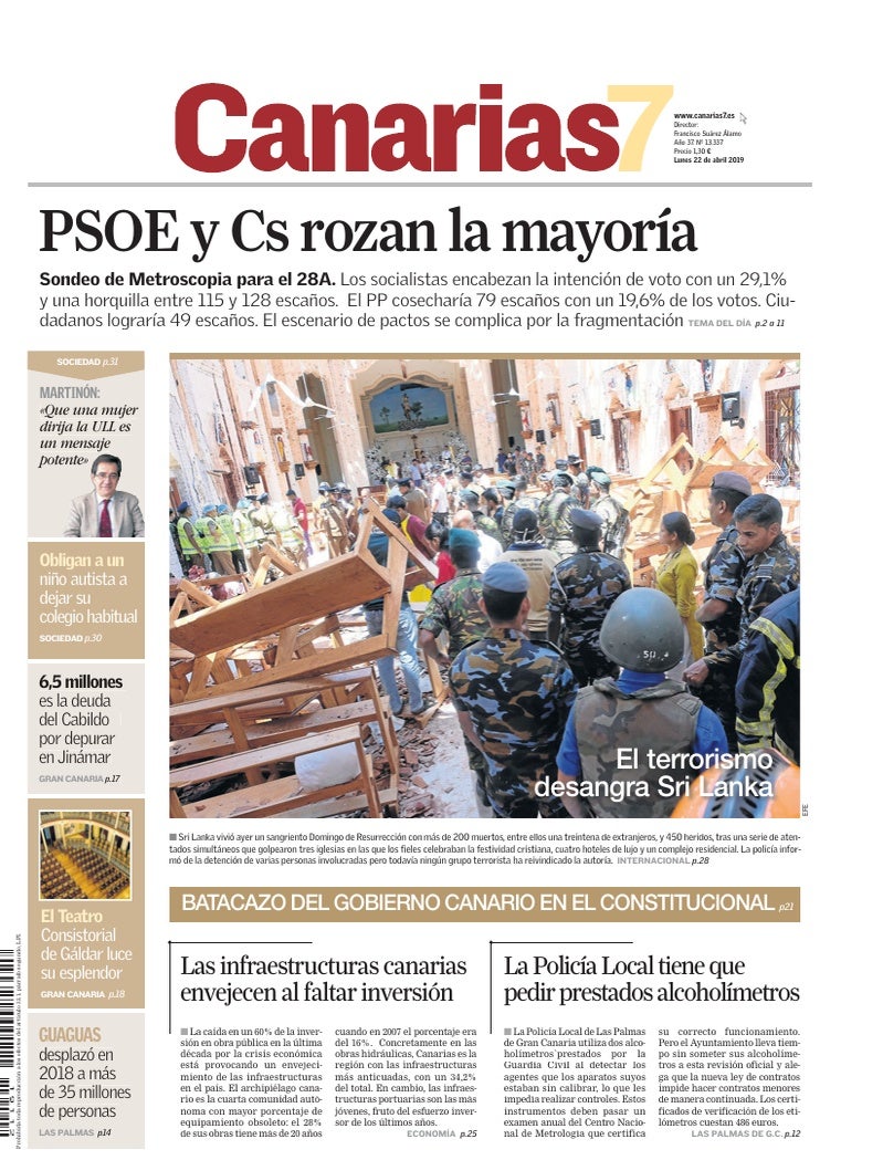 Portada Canarias7 22-04-2019