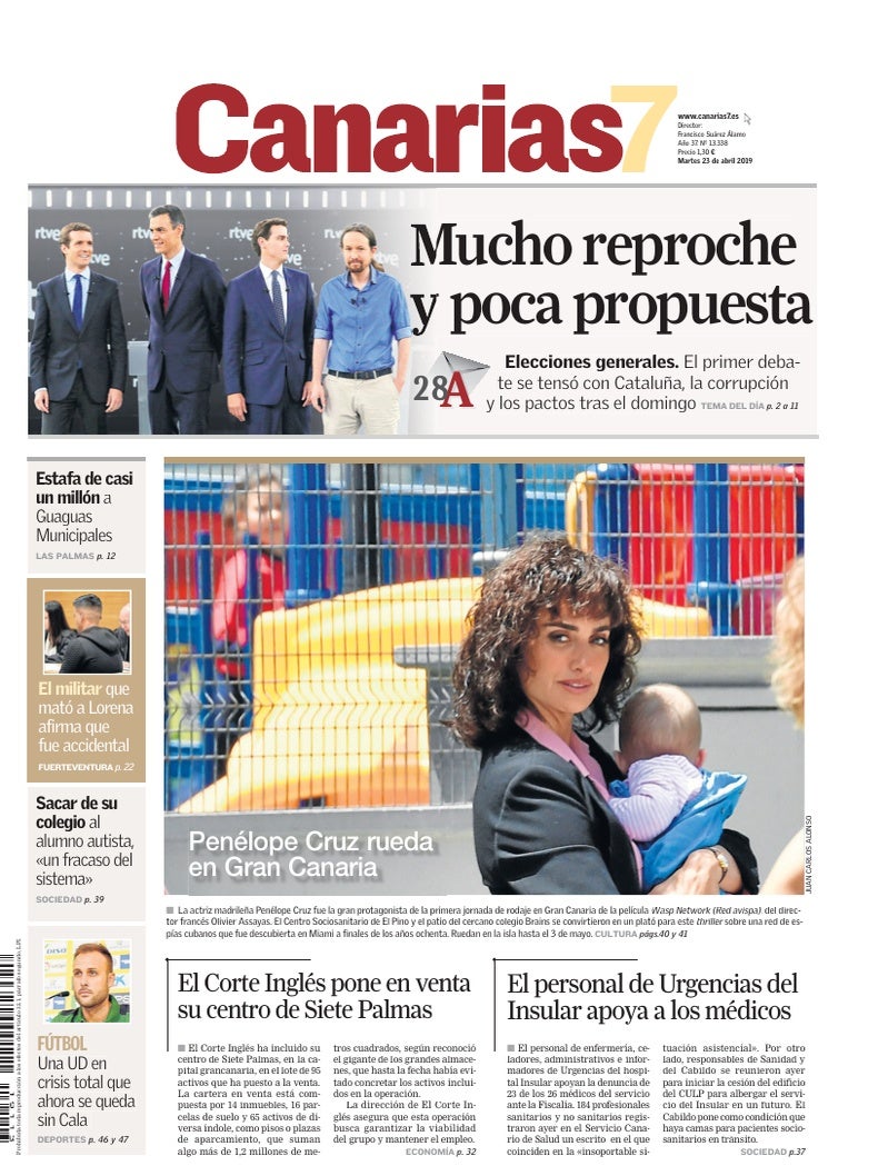 Portada Canarias7 23-04-2019