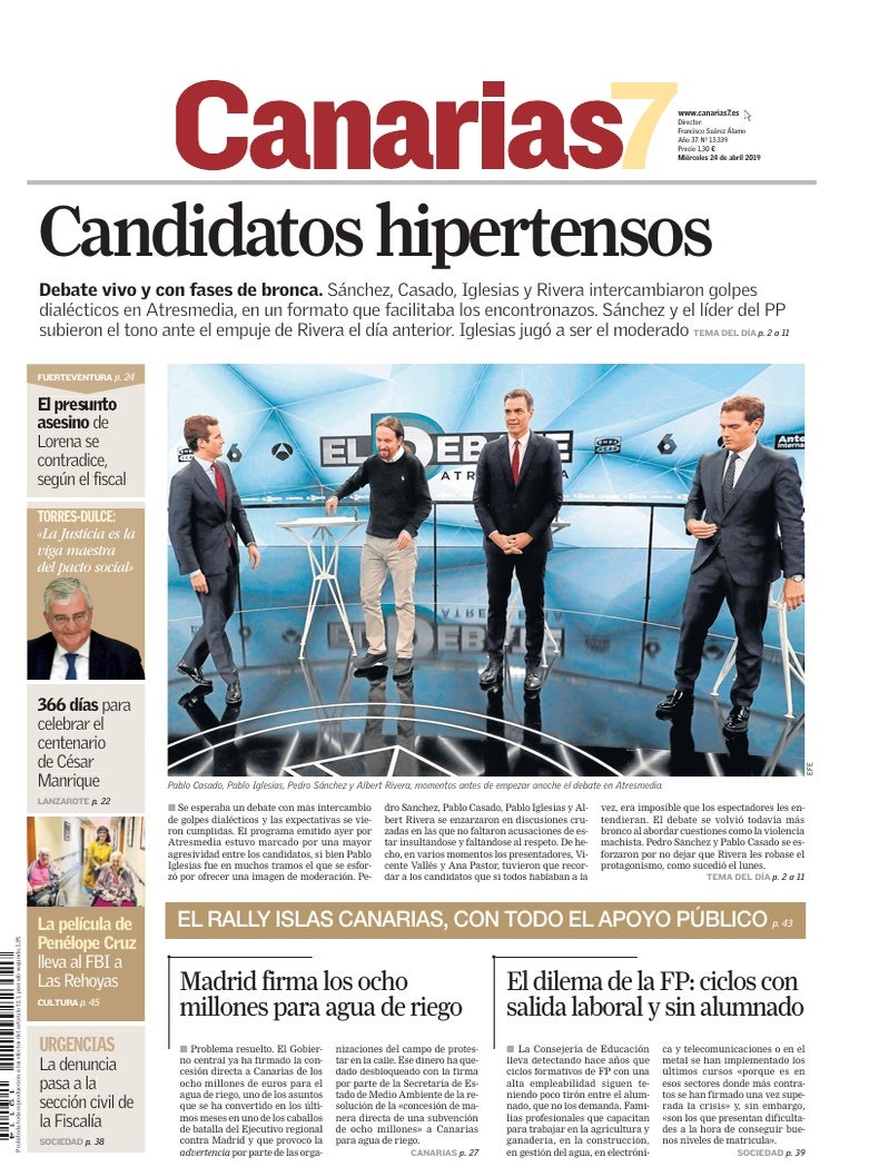Portada Canarias7 24-04-2019