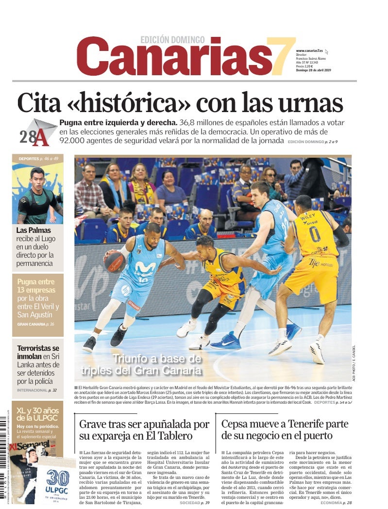 Portada Canarias7 28-04-2019