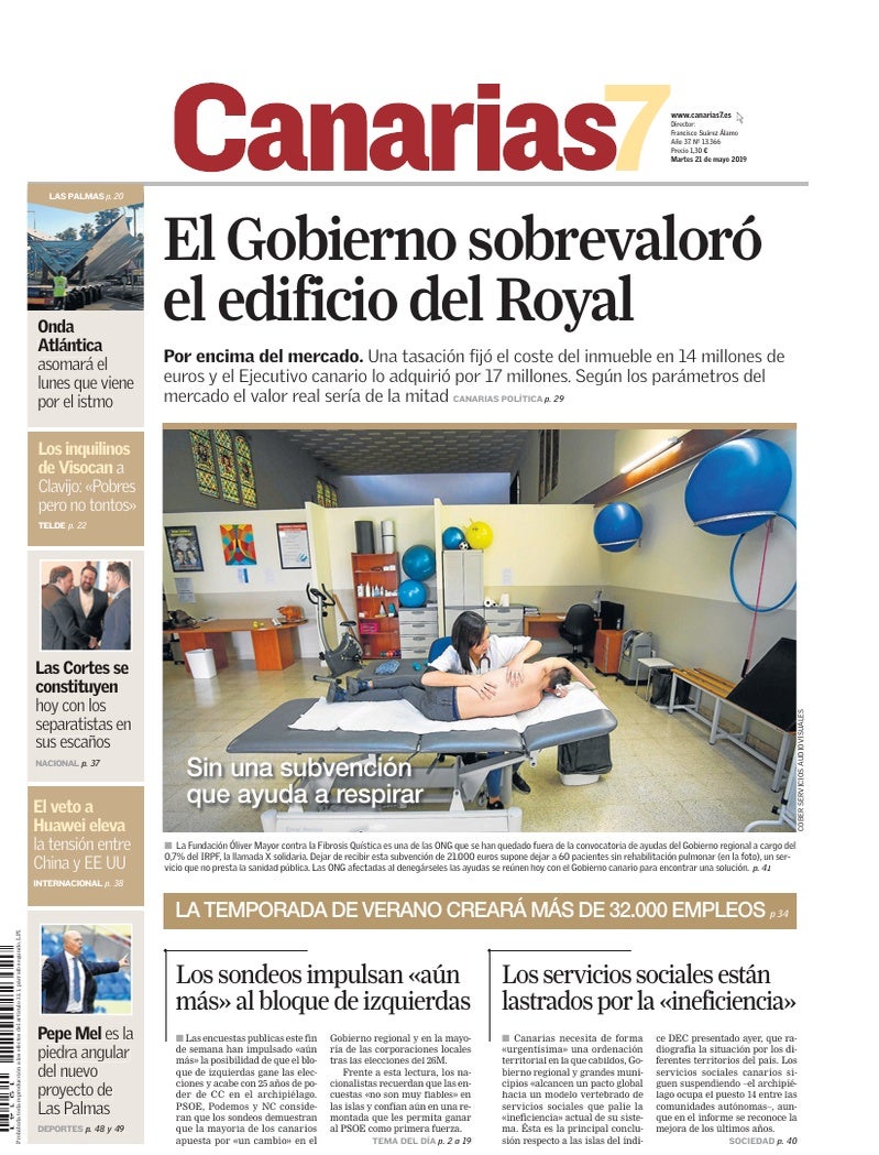 Portada Canarias7 21-05-2019