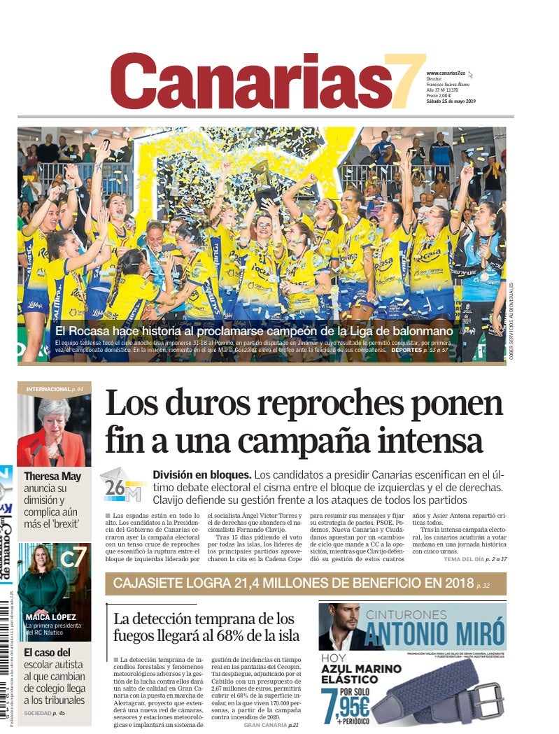 Portada Canarias7 25-05-2019