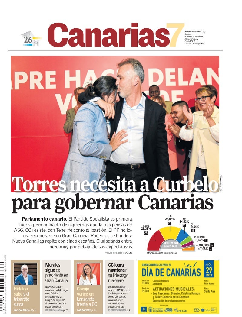 Portada Canarias7 27-05-2019