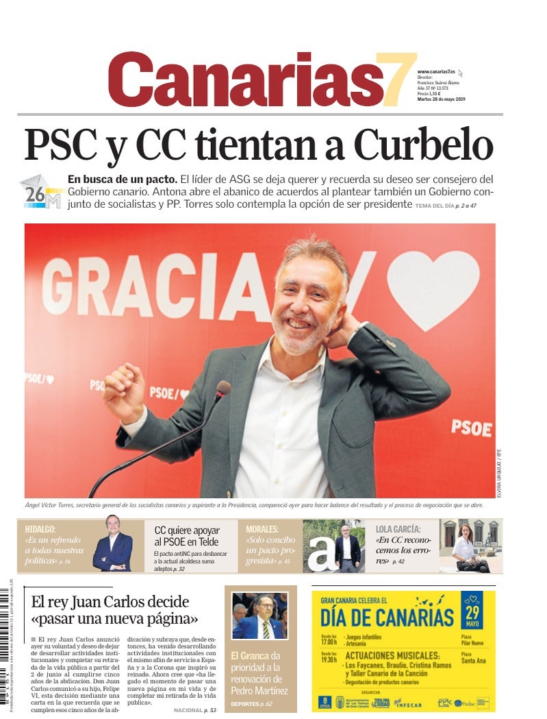 Portada Canarias7 28-05-2019