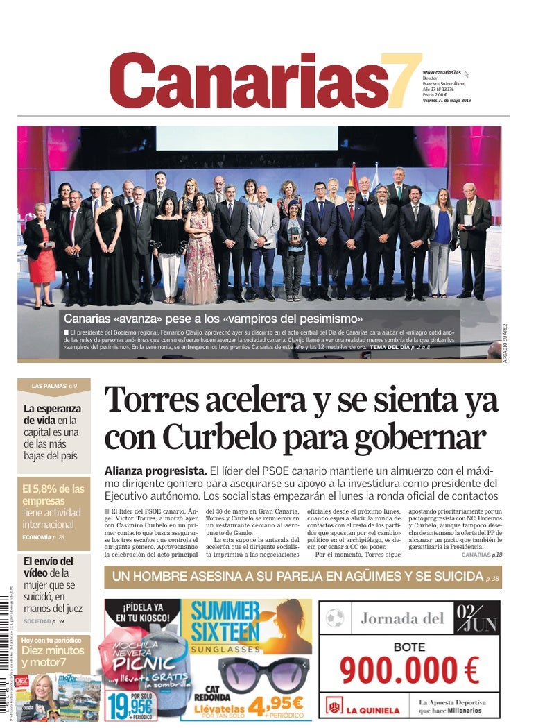 Portada Canarias7 31-05-2019